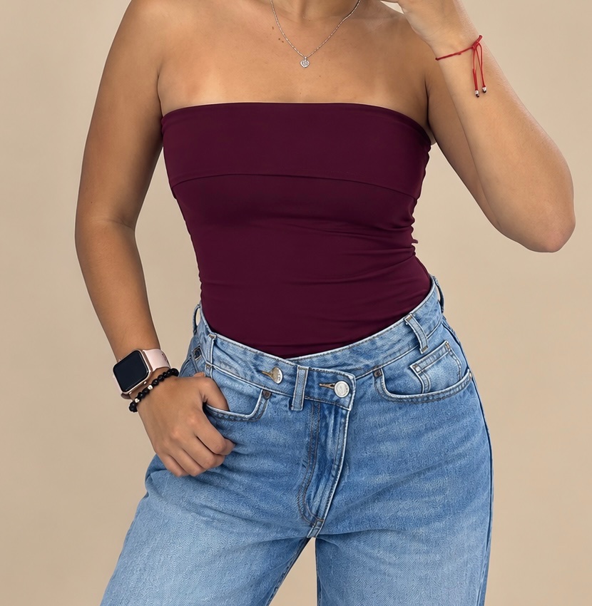 Body Bandeau Vino Femenino